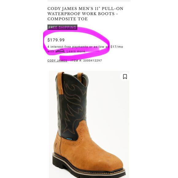 Cody James 11” Waterproof Composite Toe Work Boots Men’s Size 9D Tan NEW - Picture 6 of 14